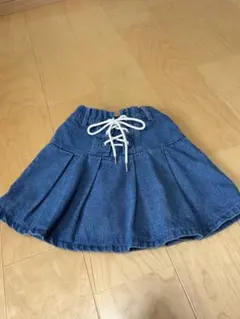 デニム レースアップ フレアスカート