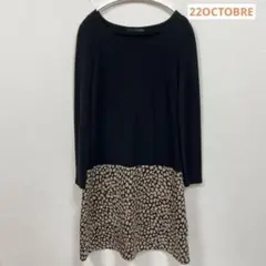 22OCTOBRE ドッキングワンピース チュニック 長袖 黒 ダルメシアン柄のサムネイル