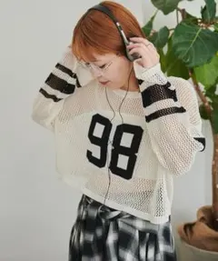 【 WEGO 】 ★未使用★ ナンバリングメッシュショートニット