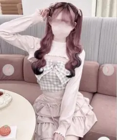 ハニーミュウ オフショルボレロチェックアンサンブルワンピース free