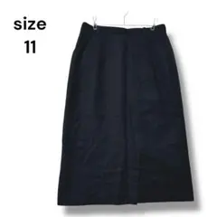 レディース　スカート　ひざ丈　１１　黒　無地　ウエスト66-70