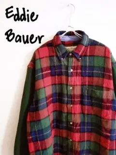 D222330 Eddie Bauer 90s 切替ウールチェックシャツ