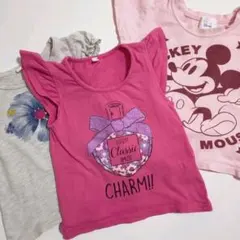 女の子 Tシャツ 3枚セット 90cm ラメ ミッキーマウス 花柄 トップス