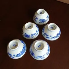 京焼　三浦竹泉　大日本竹泉製　染付龍図煎茶碗　5客　8cm　大正期