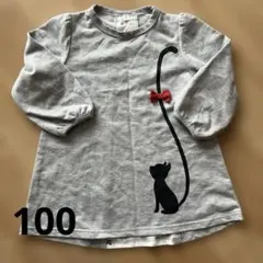 長袖　チュニックワンピース　100 猫