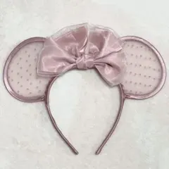ディズニー　カチューシャ　レース　ピンク　ドット