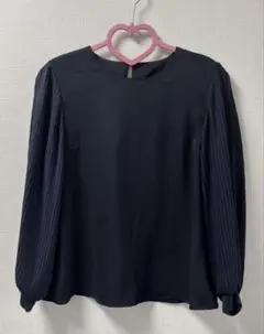ロペピクニック　ネイビー プリーツスリーブ 長袖ブラウス　Mサイズ