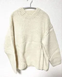 アイボリー クルーネックセーターMXLサイズ
