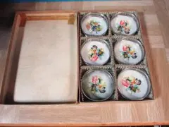 昭和レトロ花柄ガラス製6枚コースターセット　　送付無料