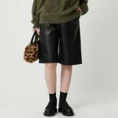 【 BEAUTY&YOUTH 】 日本製 レザーライク イージー ハーフパンツ