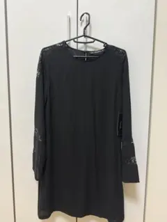 ZARA新品/ブラックレースディテールドレス