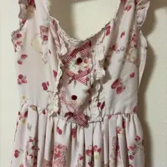 美品】LIZLISA ストロベリーラビットリボン柄ジャンスカ【ホワイト