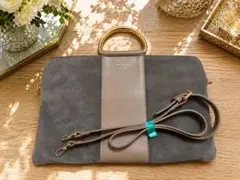 【未使用完売品】クリスチャンヴィラ スエード 2WAY ショルダーバッグ トープ