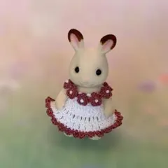 シルバニア　うさぎお母さんのお花のワンピース(白)