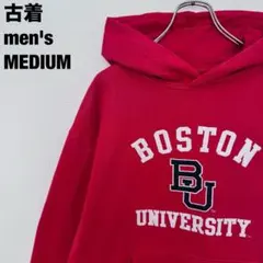 古着 LEAGUE パーカー NCAA ボストン大学 刺繍 カレッジ レッド M