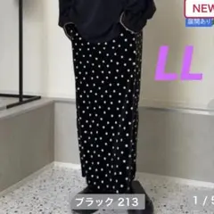 しまむら　saori ベロア　ドット　スカート　ブラック