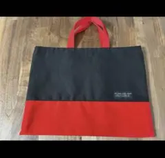 ハンドメイド レッスンバッグ レッド×ブラック 大きめ マチあり