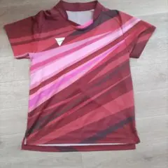 卓球ウェア 赤 ピンク ストライプ