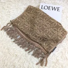 極美品】 LOEWE 大判スカーフ アナグラムロゴ シルク100% ダブルL