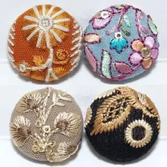 《1点限定》インド刺繍　№2717　4点セット②　27ミリ　ヘアゴム・ブローチ