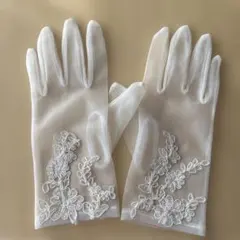 ウェディンググローブ 花柄刺繍 ホワイト