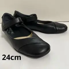 美品アシックスウォーキング パンプス ストラップ　ブラック 24cm