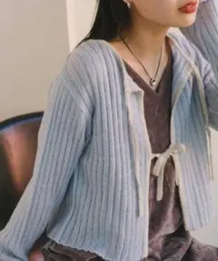 スパンコールニットカーディガン Kastane ブルー