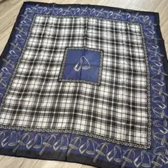 ヴィンテージスカーフ　シルク馬具プリントスカーフ　美品