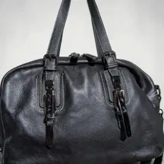 美品！カルロスファルチ オールレザー 2wayショルダーバッグ ブラック送料無料のサムネイル