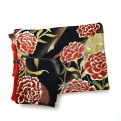 帯リメイク　　ポーチセット