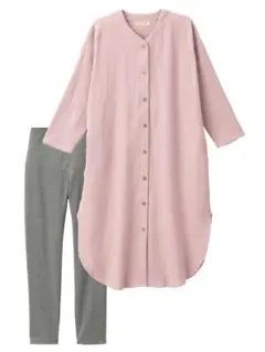 【セット】ぷくぷくダブルガーゼＶネックワンピ＆産前産後使えるレギンスパジャマ