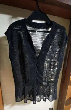 M ラメ入り透かしベスト
