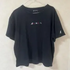 KANGOL Tシャツ ブラック 刺繍ロゴ