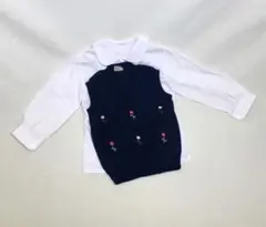 【昭和風 子供服 ＃９７】ブラウス・チョッキ（ベスト）セット