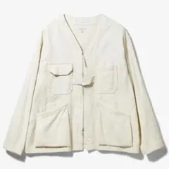 カバーオール ホワイト ノーカラー