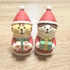 新品 デコレ コンコンブル プレゼント交換こねこ 2点セット クリスマス 置物のサムネイル