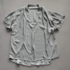 ストライプ Vネック 半袖シャツ フリーサイズ