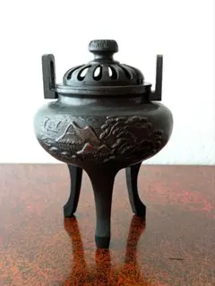 ⭐【未使用品】香炉 両耳付き 透かし彫り蓋付き