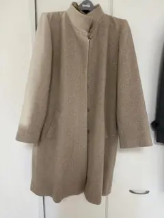 ヘリンボーン柄 ロングコート ベージュ