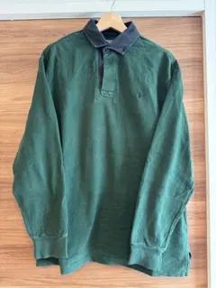 ポロ ラガーシャツ ダークグリーン 長袖