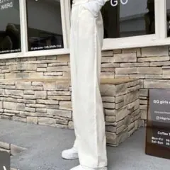 ウエストストレッチ コーデュロイ セミワイド ストレートパンツ