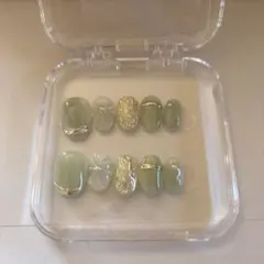 グリーン系マーブルネイルチップセット