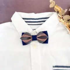 ベビーからキッズ蝶ネクタイ　ネイビー×グレー　七五三　結婚式　発表会　入園式