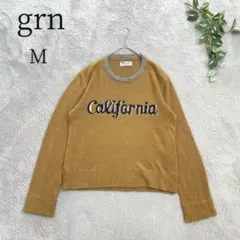 【grn】ジーアールエヌ(M) ロゴ ニット リネンセーター 薄手 アメカジのサムネイル