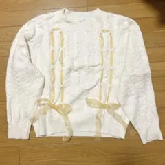 最終値下）ehka sopo ホワイト ケーブルニット セーター