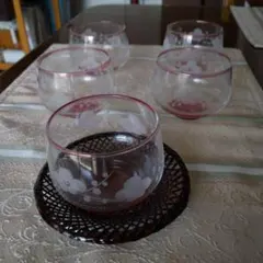 桜模様のガラスコップ5個セット