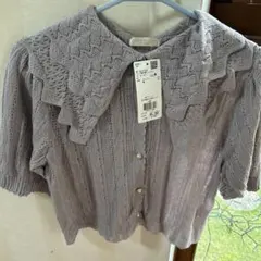 axes femme グレー 半袖カーディガン M