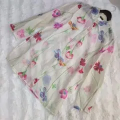 【KENZO】難あり　絹100% 　花柄 シースルー長袖 Mサイズ　フランス製のサムネイル