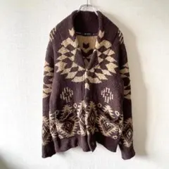 【ナノユニバース】　ジャケット　起毛　ビッグシルエット　カウチン　茶色　S