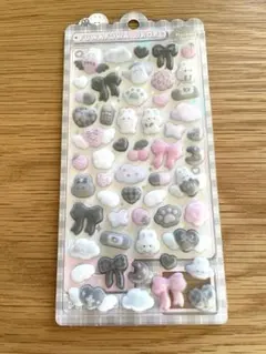 正規品　クーリア　フワフワドロップシール　フロッキーシール　しろくろ　ふわふわ